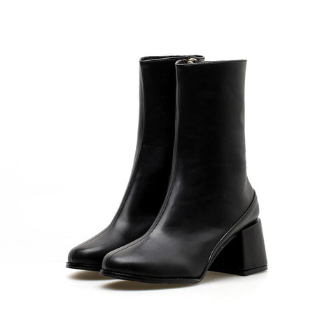 Botas mujer fashion women's boots square heel zapatos mujer PU leather thigh high heels pumps boots INS party shoes Martin boots