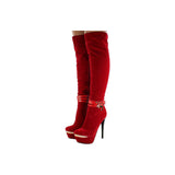 Fashion Black And Red Knee High Boots