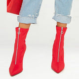 autumn and winter new pointed stiletto super high with Martin boots short boots elastic cloth single boots fashion boots women