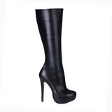 azmodo  Black PU Upper Stiletto Heels Knee High Boots