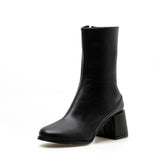 Botas mujer fashion women's boots square heel zapatos mujer PU leather thigh high heels pumps boots INS party shoes Martin boots