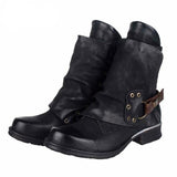 azmodo  Stylish Side Zipper Round Toe Motorcycle Ankle Boots
