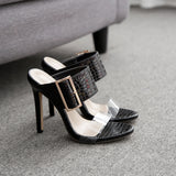 Ladies Heeled Sandals Vogue Slippers Women Leisure PVC Transparent Shoes Sexy Gladiator Sandals Women's High Heel Shoes