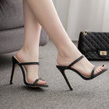 exy High Heels Boots Stiletto Sandalias Mujer Pump Black Shoes Woman Open Toe Strappy Gladiator Sandals Shoes black