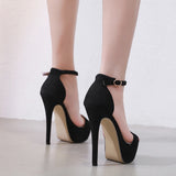 2019 New Sexy Buckle Strap Thin Heel Women Sandals Fashion Cover Heel Ladies Sandals Black Party Shoes Size 35-40