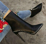 azmodo Rivet Pointed Toe Ankle Boots