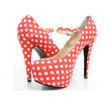 azmodo Glamous Polka Dot Stiletto Heels Ankle Straps