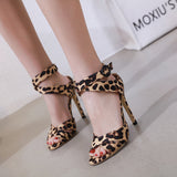 2019 Summer New Leopard Print Shoes Women Sandals Sexy Open Toe Gladiator High Heels Buckle Strap Women Shoes Size 35-40