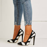 azmodo Patchwork Slip-On Stiletto Heels
