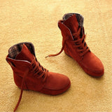 azmodo Comfortable Lace-up Flat Fall Boots