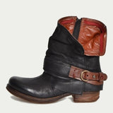 azmodo Sexy Side Zipper Block Heel Round Toe Ankle Boots
