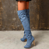azmodo Stylish Denim Over Knee High Boots