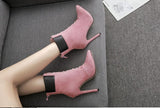 Spring/Autumn Fashion Women's High-heeled Slip-On Faux Fur Concise Pointed Toe Woman Shoes US5-10.5 Black Apricot