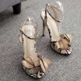 azmodo Women's shoes gladiator sandals sexy fashion lady buckle strap bowknot stilettos high heels party woman shoes pumps nude snake40
