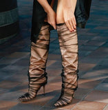 Slim high-heeled knee boots PVC large size pointed fashion boots women