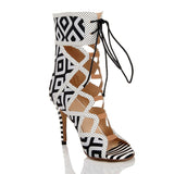 AZMODO Fashionable Elegant Black & White Cut-Outs Dress Sandals