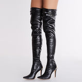azmodo  Metal Decoration Zipper Over Knee High Boots