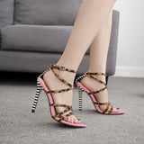Sexy yellow pink sandals ladies sandal summer shoes new pointy peep toe cross strip stilettos high heels wedding woman shoes