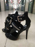 azmodo  Solid Color Zipper Buckle Stiletto Sandals