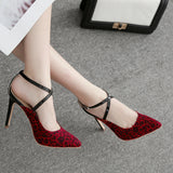 Top Quality Leopard Grain Women Shoes Sexy High Heels 2018 Peep Toe Party Women Pumps Weeding shoes