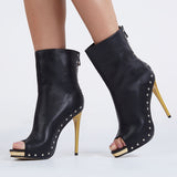 azmodo Sexy Stiletto Heels Peep-toe Boots