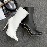 azmodo Rivet Pointed Toe Ankle Boots