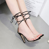 Europe and the United States foreign trade explosion models with transparent sexy high heel strap sandals