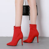 autumn and winter new pointed stiletto super high with Martin boots short boots elastic cloth single boots fashion boots women