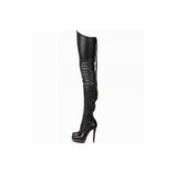 Sexy Back Zipper Genuine Leather Over Knee High Stiletto Boots
