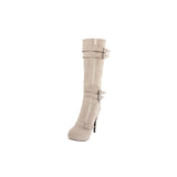azmodo  Camel Coppy Stiletto Heel Knee High Boots