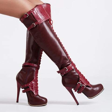 Glamorous Buckle Decorated Over Knee High Boots
