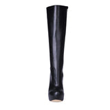 azmodo  Black PU Upper Stiletto Heels Knee High Boots