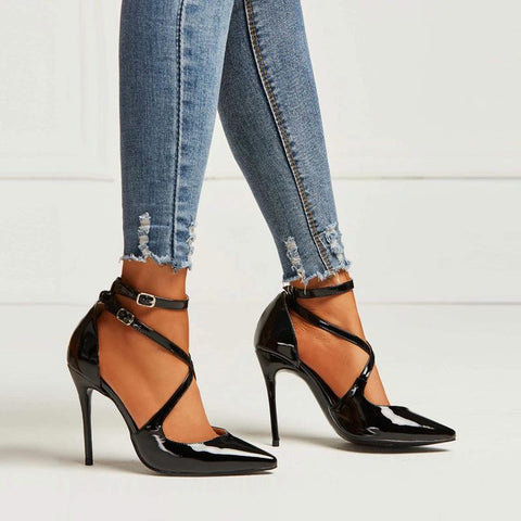 azmodo  Pointed Toe Sexy Black Stiletto Heels