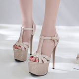 azmodo 2018 summer night shop high heel waterproof platform sexy hollow women's shoes sandals