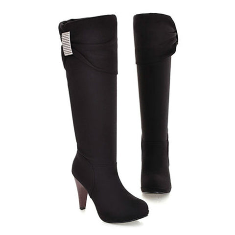 Sweet Girl Rhinestone Stiletto Heel Knee High Boots
