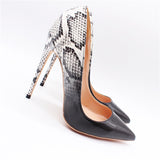 Black&White Serpentine Sex High Heels Pumps Woman New Party Stiletto Shallow Women Shoes 8cm/10cm/12cm Thin Heels Brand Sandals