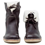 azmodo Trendy Round Toe Lace-Up Ankle Snow Boots