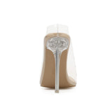 Transparent stiletto heels versatile pointed sexy catwalk crystal sandals women