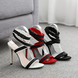 Factory price sexy women's shoes cross strap woven belt stiletto high heels women pumps wedding woman sandals patchwork shoes