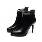 azmodo Platform Plain Pointed Toe Black Ankle Boots
