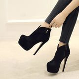 azmodo Side Zipper Rivet Platform Stiletto Ankle Boots