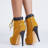 azmodo Amazing Platform Stiletto Heels Lace-up Ankle Boots