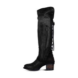 azmodo  Vintage Lace Up High Heel Knee High Boots