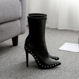 azmodo Rivet Pointed Toe Ankle Boots