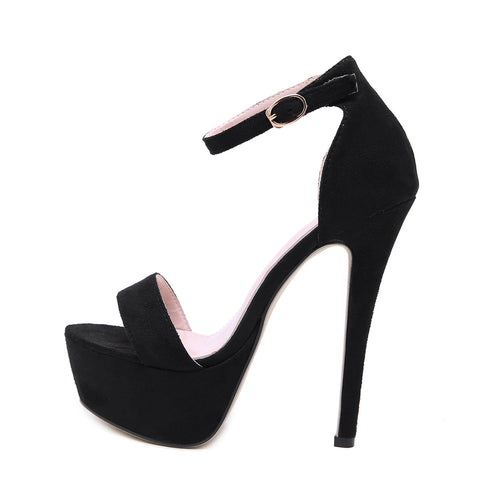 2019 New Sexy Buckle Strap Thin Heel Women Sandals Fashion Cover Heel Ladies Sandals Black Party Shoes Size 35-40