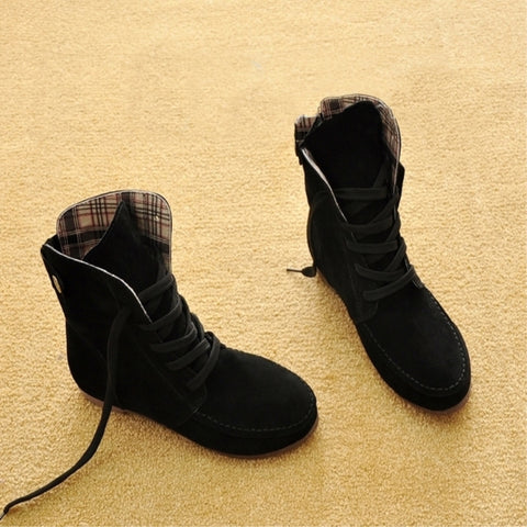 azmodo Comfortable Lace-up Flat Fall Boots