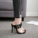 Ladies Heeled Sandals Vogue Slippers Women Leisure PVC Transparent Shoes Sexy Gladiator Sandals Women's High Heel Shoes