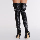 azmodo  Metal Decoration Zipper Over Knee High Boots