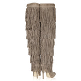Brilliant Stiletto Heels Kid Suede Women Boots With Tassels