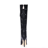 Graceful PU Upper Stiletto Heels Pointed-Toe Knee High Boots